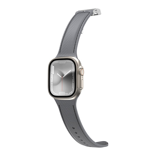 Apple Watch 7 45mm Amazingthing Titan Swift Deri Dokulu Silikon Kordon