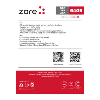 Zore 3.0 Type-C Metal OTG 64 GB